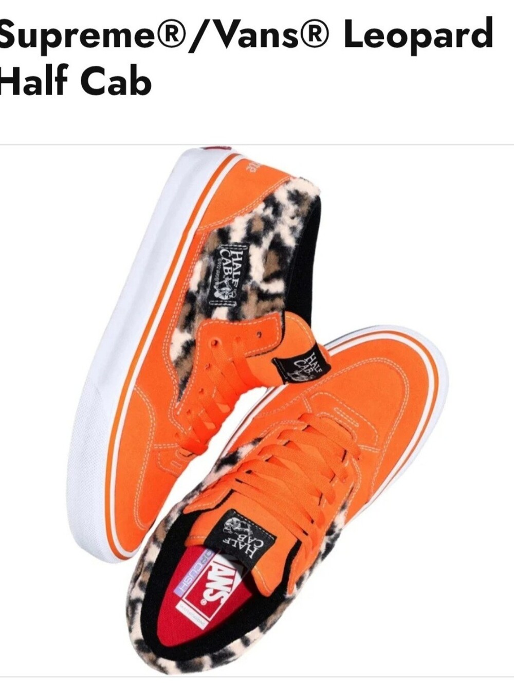 Vans X Supreme Skate Half Cab '92 *FW23* *NWT*